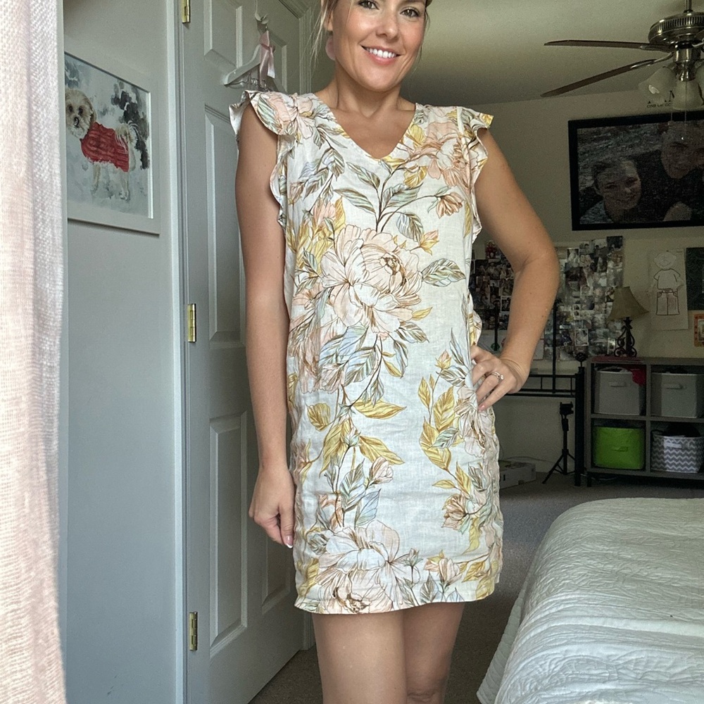 Floral Print Sleeveless linen Dress size small